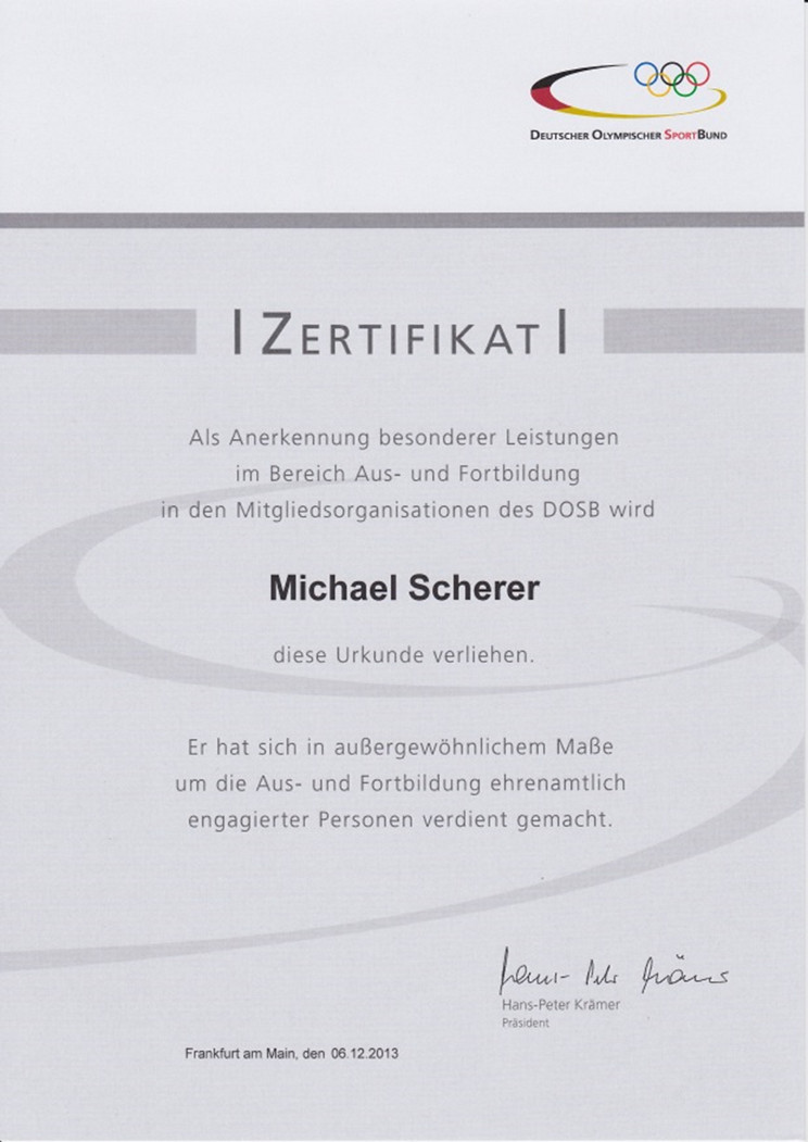 DOSB-Ausbilderzertifikat Michael Scherer