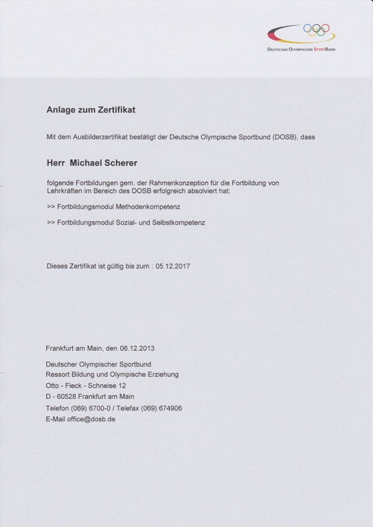 DOSB-Ausbilderzertifikat Michael Scherer